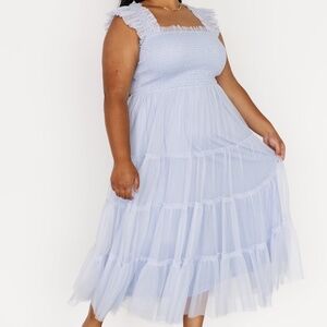 Baltic Born Emma Smocked Tulle Dress | Light Blue Size 2XL